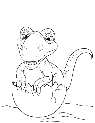 Dinosaur Hatching Coloring Page